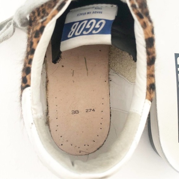 Golden Goose Superstar Leopard Print Pony Hair Glitter Star Distressed Sneakers - Picture 9 of 14